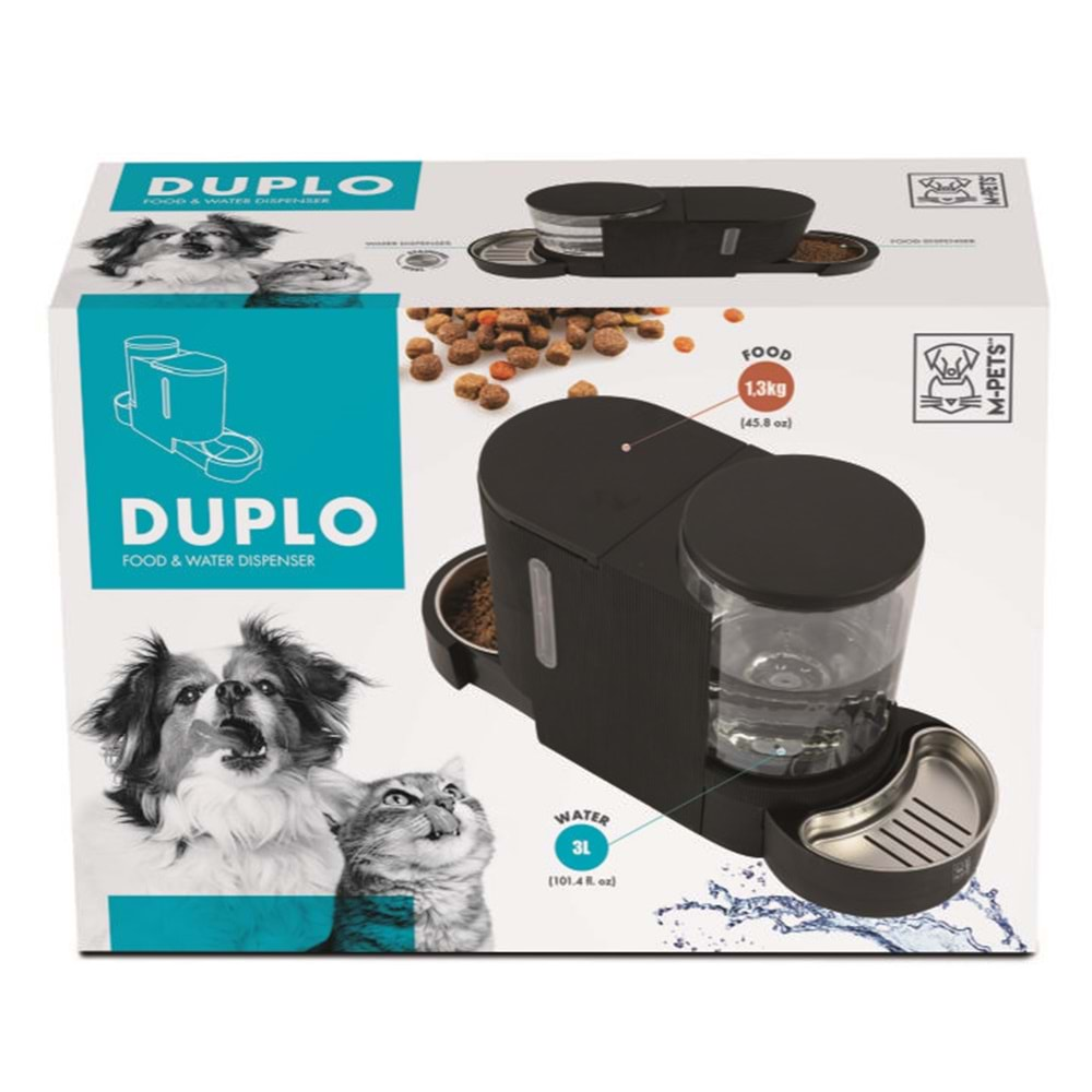 10530399 M-Pets Duplo Mama Ve Su Kabı Hazneli Black 3L/1.3Kg