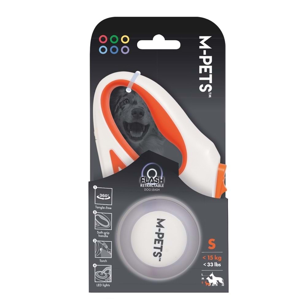 M-PETS FLASH LEDLİ OTOMATİK GEZDİRME ŞERİT 3MT/ORANGE