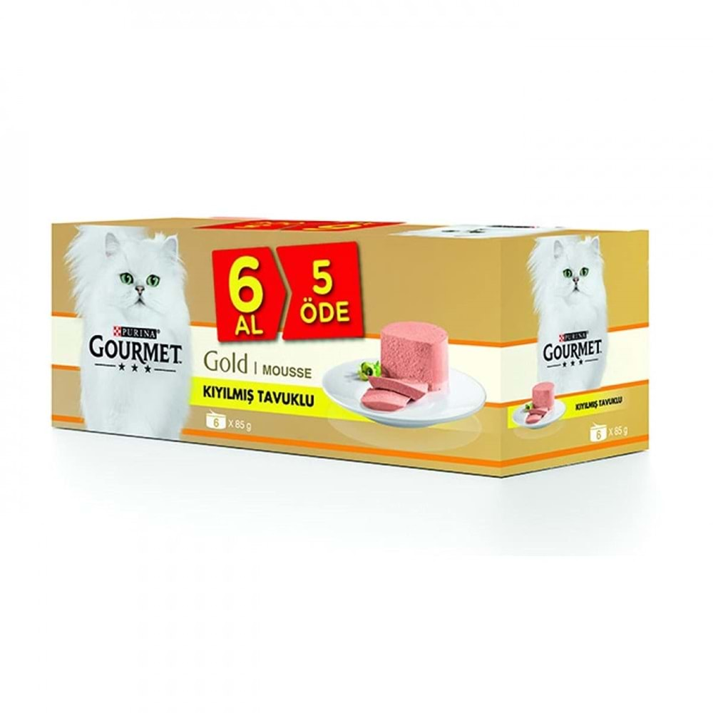 Gourmet Gold Kıyılmış Tavuk Etli Kedi Konserve 85 Gr 6 AL 5 ÖDE