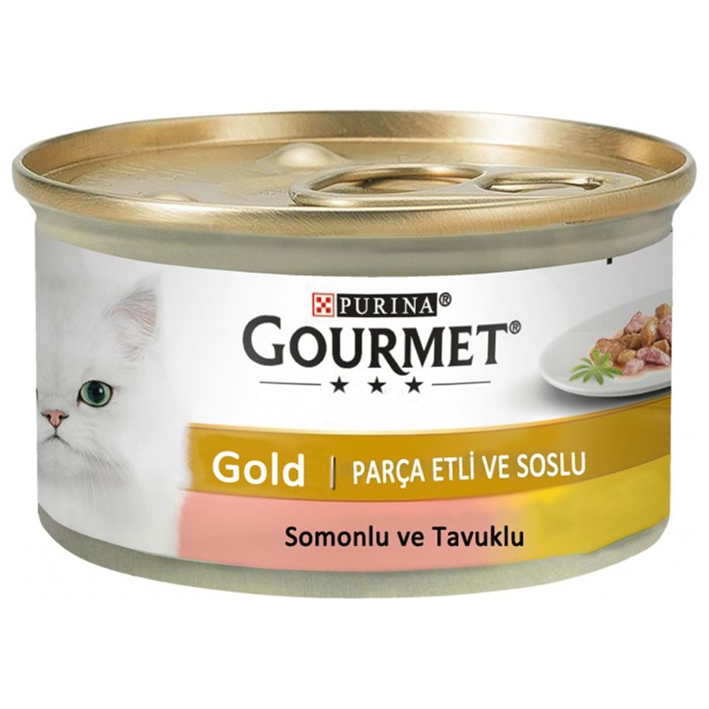 Gourmet Gold Parça Etli Somonlu Ve Tavuklu Kedi Konservesi 85 Gr