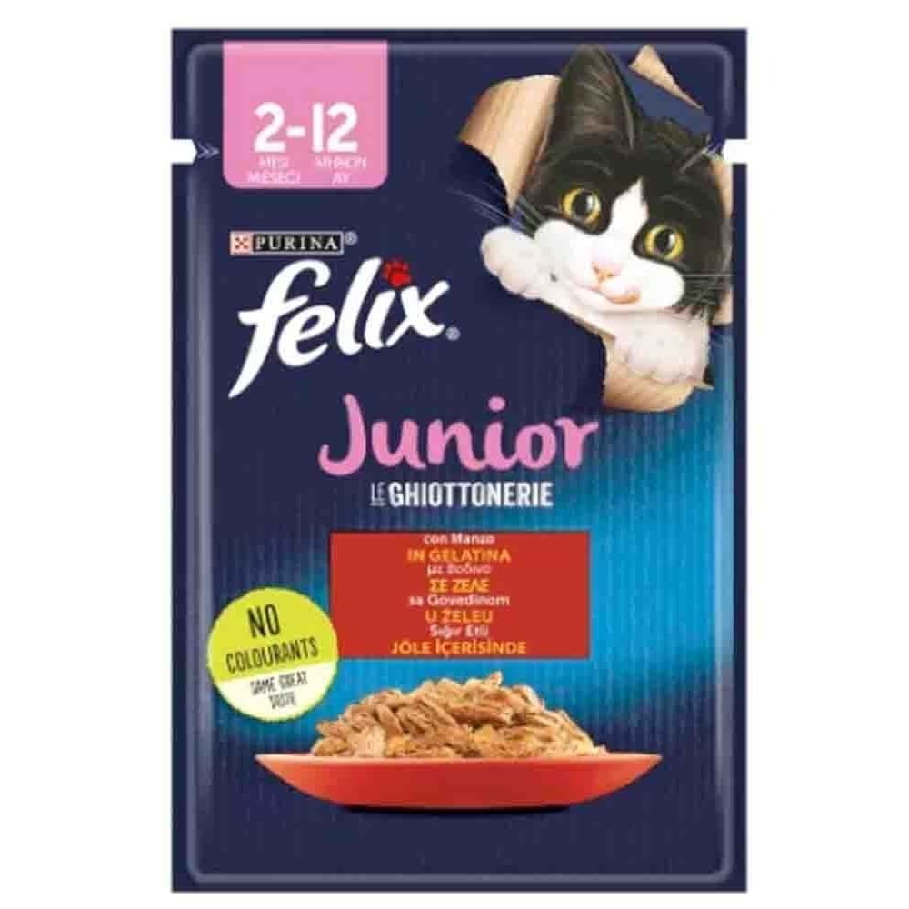 Felix Pouch Jöle İçinde Sığır Etli Yavru Kedi Konservesi 85gr