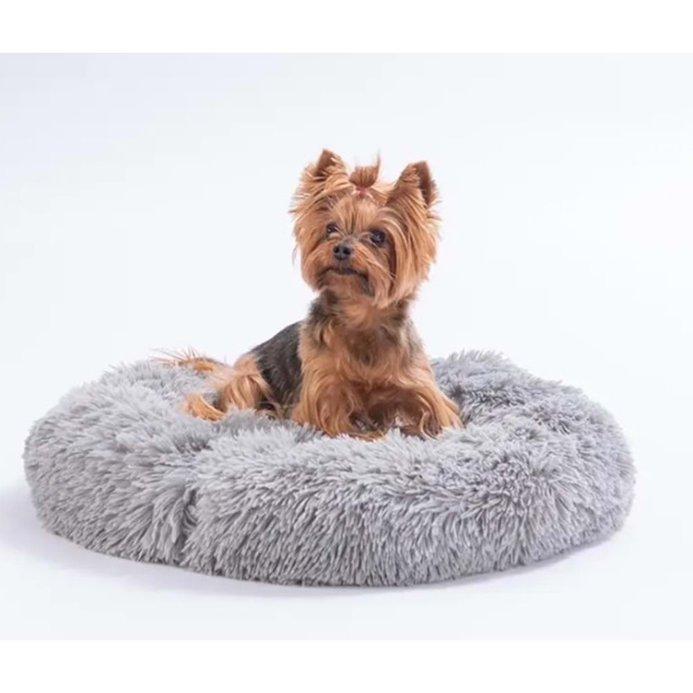 Gri Donut Kedi Köpek Yatağı-M