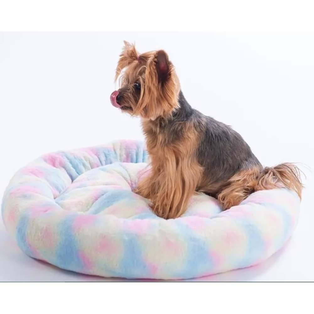 Colourful-Renkli Donut Kedi Köpek Yatağı-L