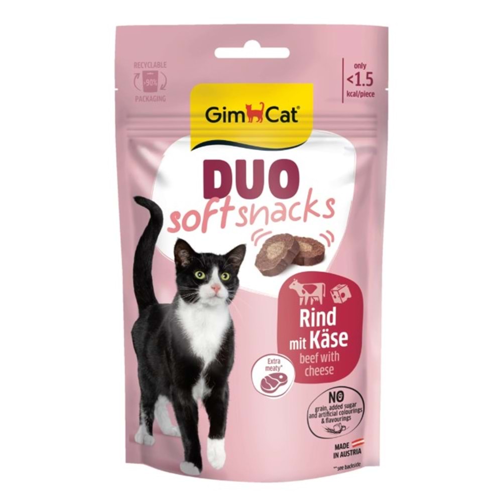 GimCat Duo Soft Snacks Beef with Cheese Kedi Ödülü 50 Gr