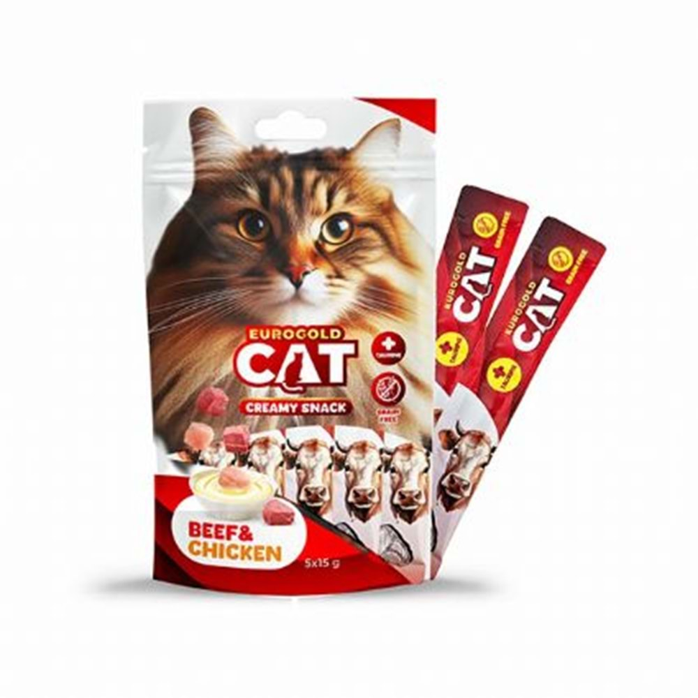 EuroGold Cat Sıvı Kedi Ödülü Dana-Tavuk Etl 5x15Gr