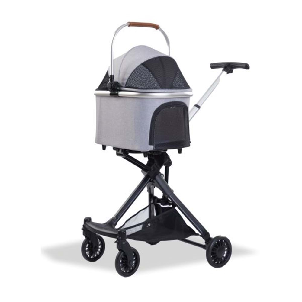 EuroDog Katlanabilir Köpek Arabası Gri 83x48,5x110 Cm