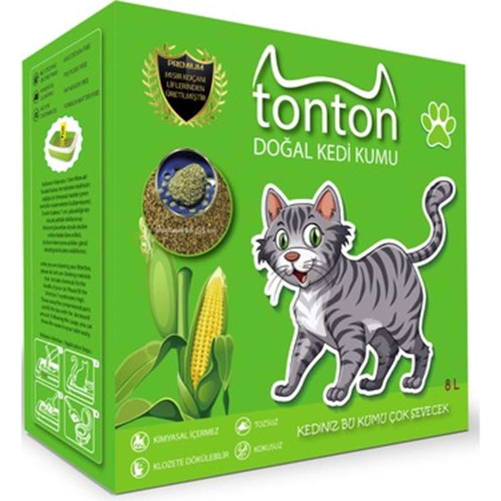 Tonton Mısır Koçanı Granülü Topaklaşan Doğal Kedi Kumu 8 Lt