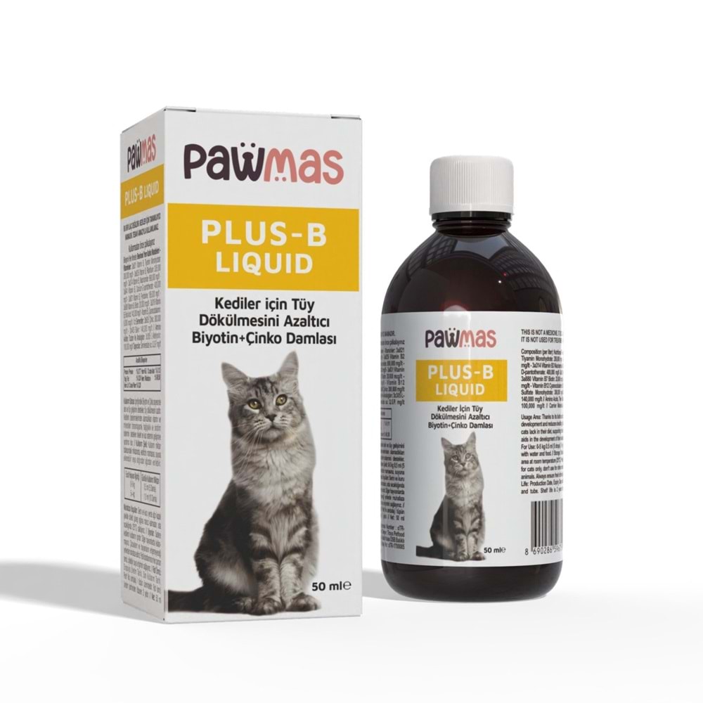 Pawmas Plus-B Kedi Biyotin & Çinko Damlası 50 Ml