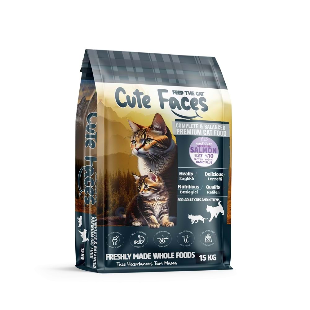 Cute Faces Adult Cat Sterilized 27/10 Salmon 15 Kg