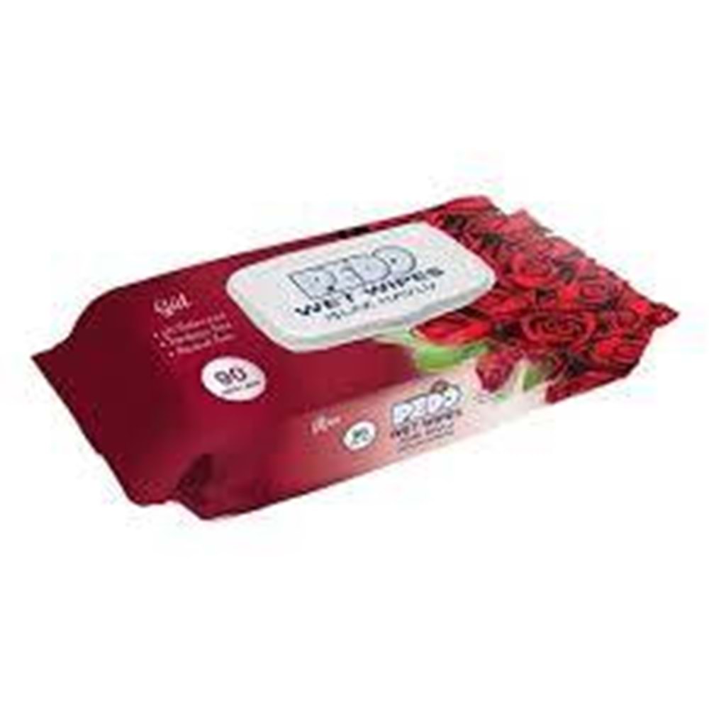 Pedo Kapaklı Islak Mendil Gül 90lı