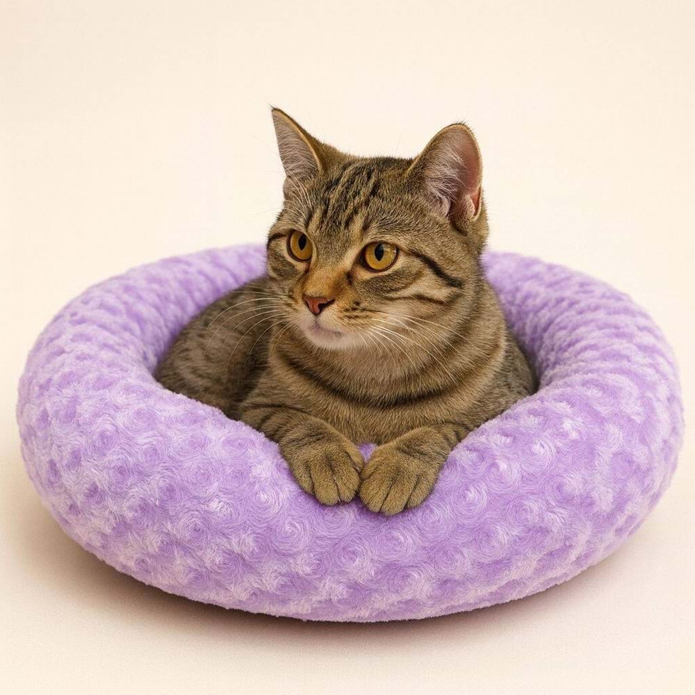 Simit Yatak Peluş Lila 55X55Cm