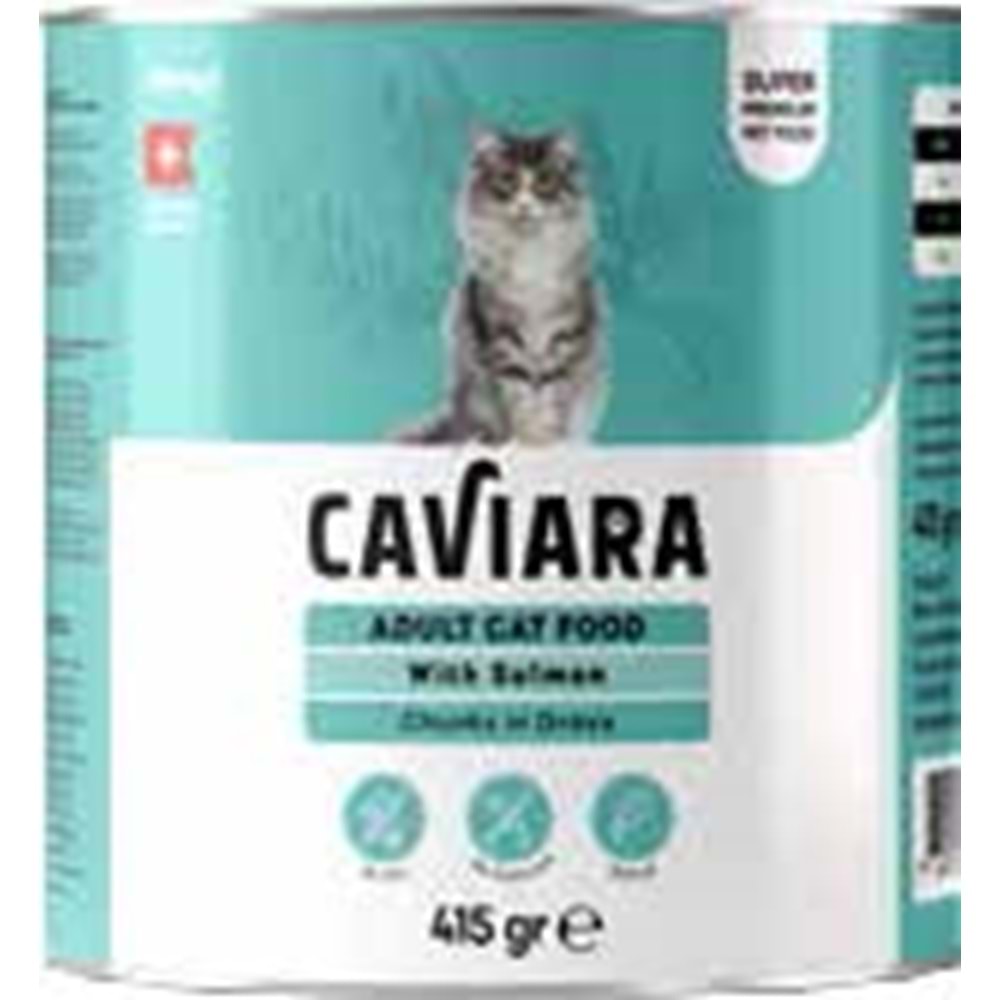 Caviara Sos İçinde Et Parçacıklı Somonlu Yetişkin Kedi Maması Konservesi 415 gr
