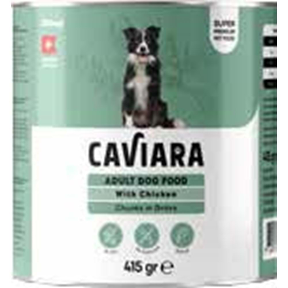 Caviara Sos İçinde Et Parçacıklı Tavuklu Yetişkin Köpek Maması Konservesi 415 gr