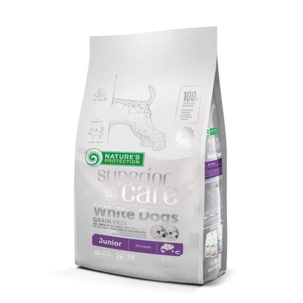 Nature's Protection Superior Care Beyaz Tüylü Köpekler için Tahılsız Somonlu Tüm Irklar için Yavru Köpek Maması 1,5kg