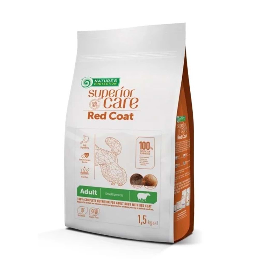 Nature's Protection SC Kızıl/Kahverengi Tüylü Köpekler İçin Tahılsız Kuzulu Küçük Irk Köpek Maması 1,5kg