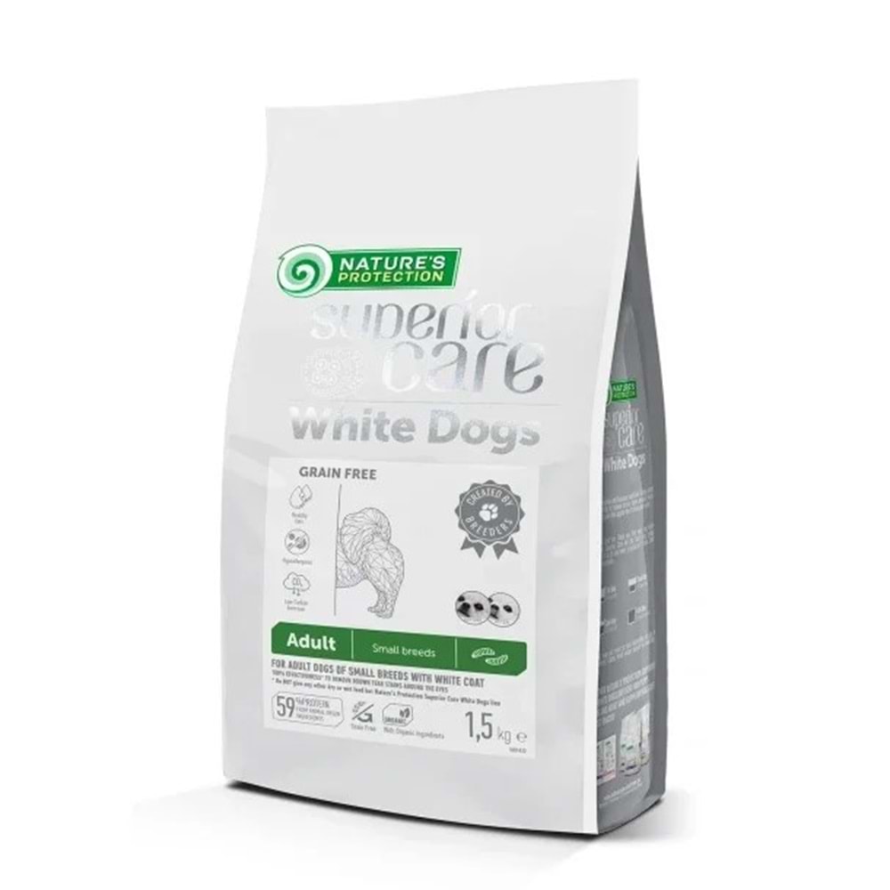 Nature's Protection SC Beyaz Tüylü Köpekler için Lavralı Tahılsız Küçük Irk Köpek Maması 1.5kg