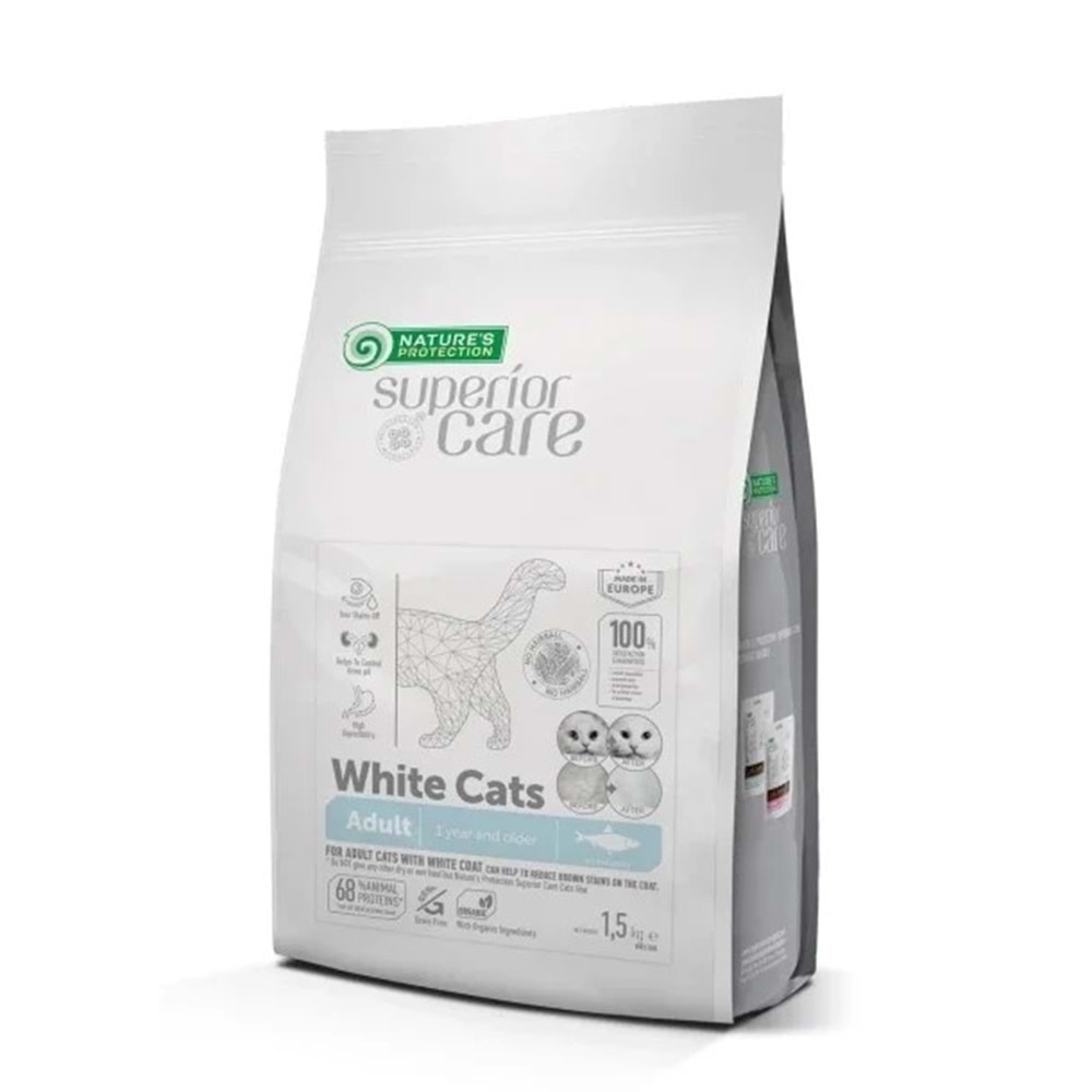 Nature's Protection SC Beyaz Tüylü Kediler İçin Tahılsız Ringa Balıklı Kedi Maması 1,5kg