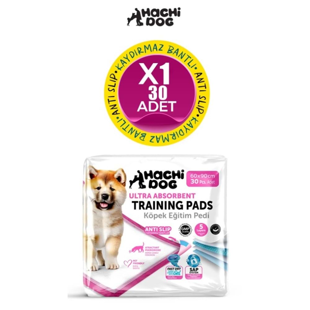 Hachidog Kaydırmaz Bantlı Tuvalet Eğitim Pedi 60X90 30 Lu (Beyaz)