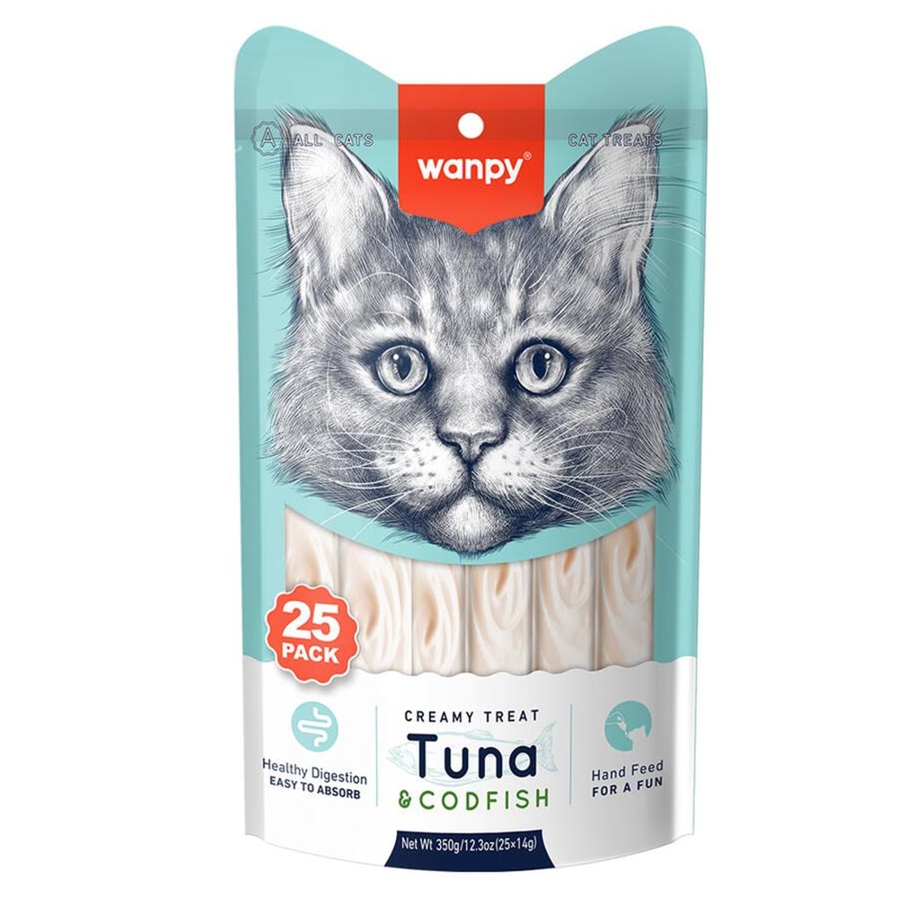 Wanpy Ton&Morina Balıklı 25*14Gr Krema Kedi Ödülü