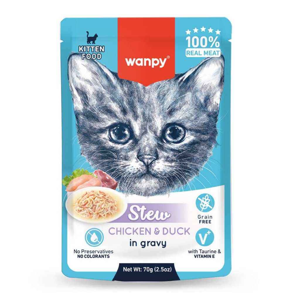 Wanpy 70Gr Pouch Tavuk&Ördek Yaş Kedi Maması