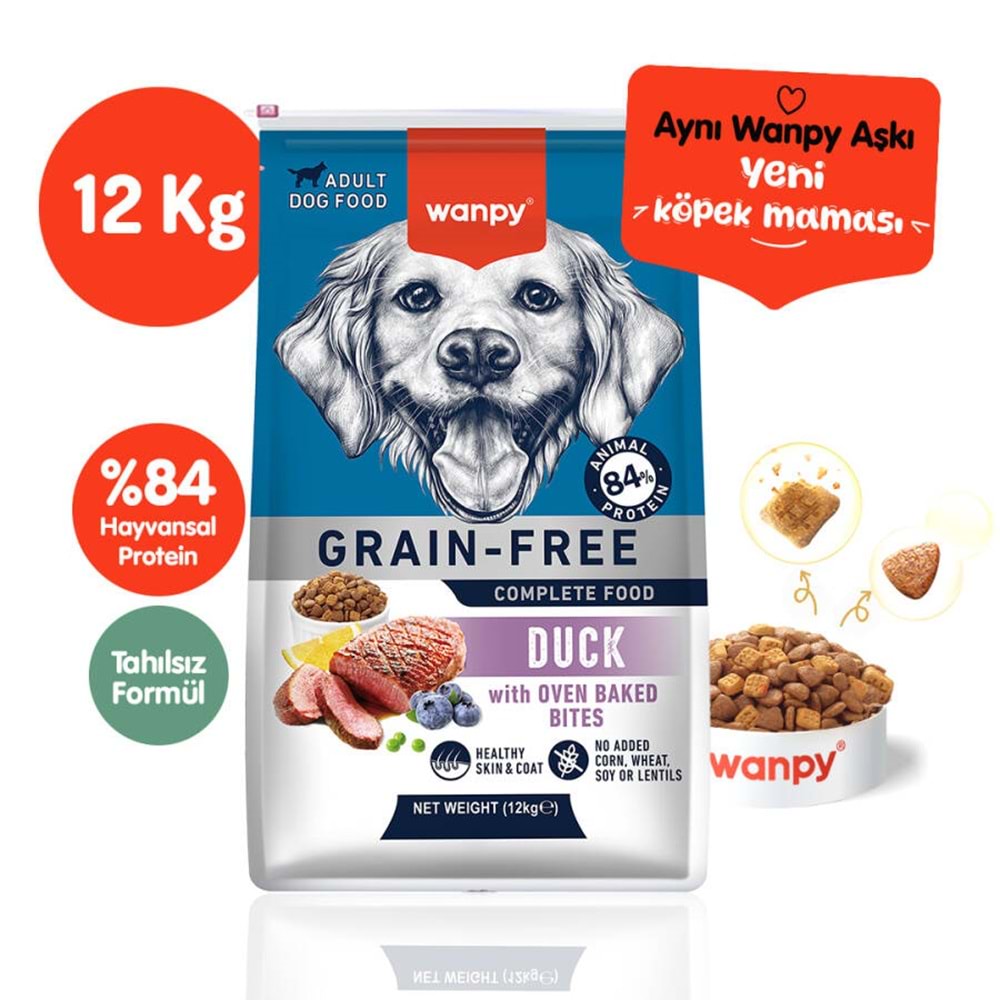 Wanpy Tahılsız Ördekli Yetişkin Köpek Maması 12 Kg