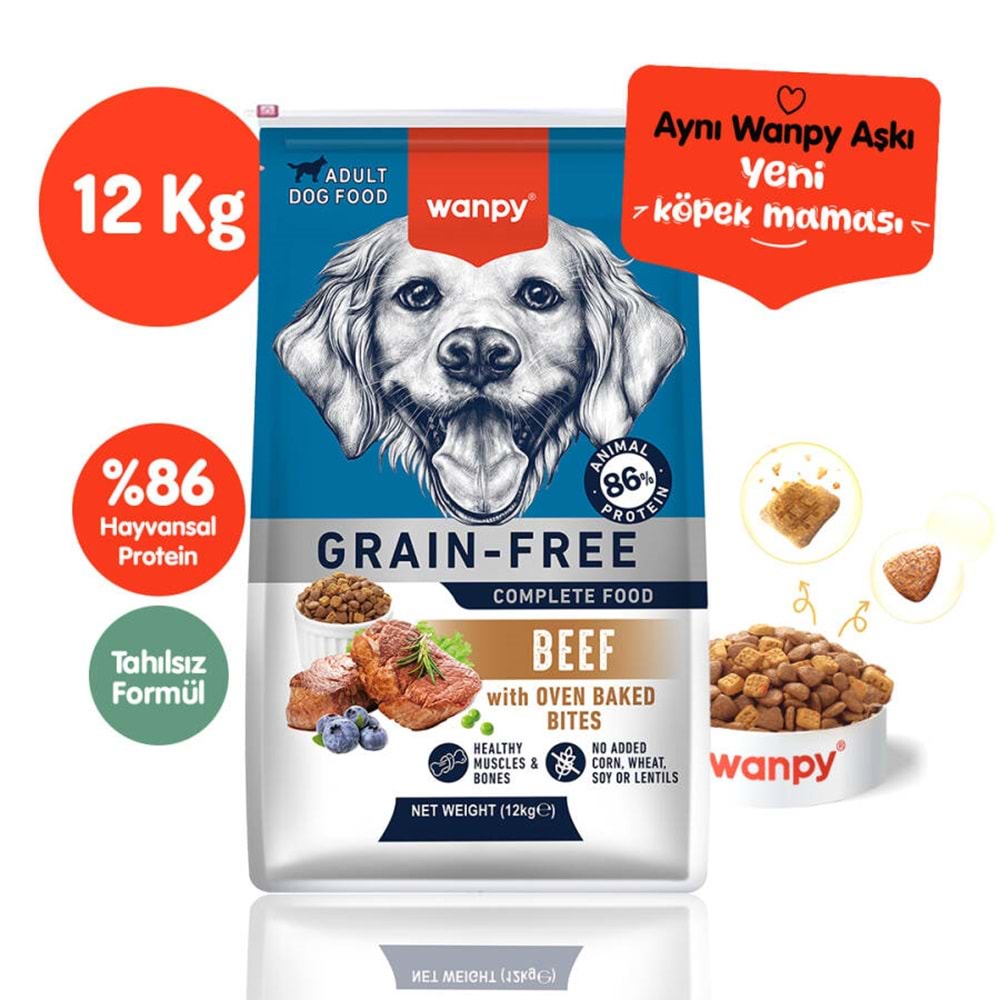 Wanpy Tahılsız Sığır Etli Yetişkin Köpek Maması 12 Kg