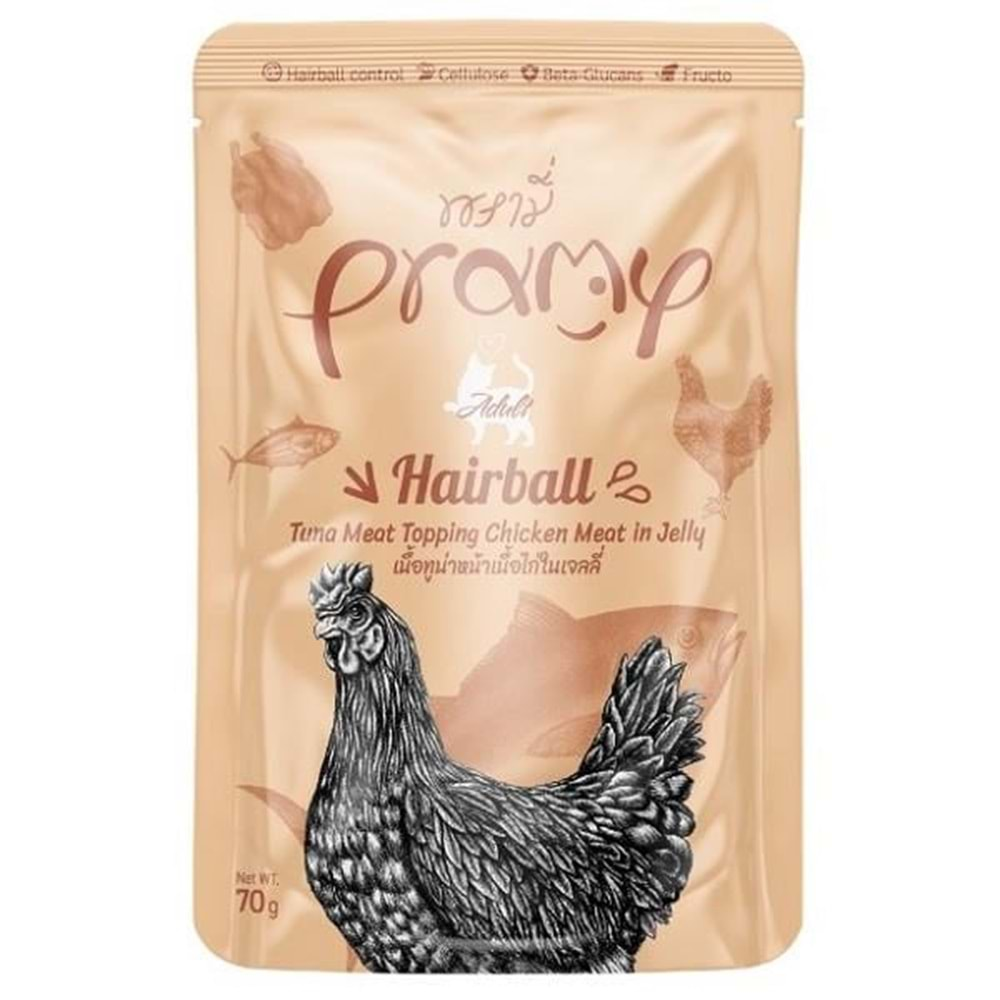 Pramy Jöle İçinde Ton Balıklı Ve Tavuklu Yetişkin Kedi Maması 70G