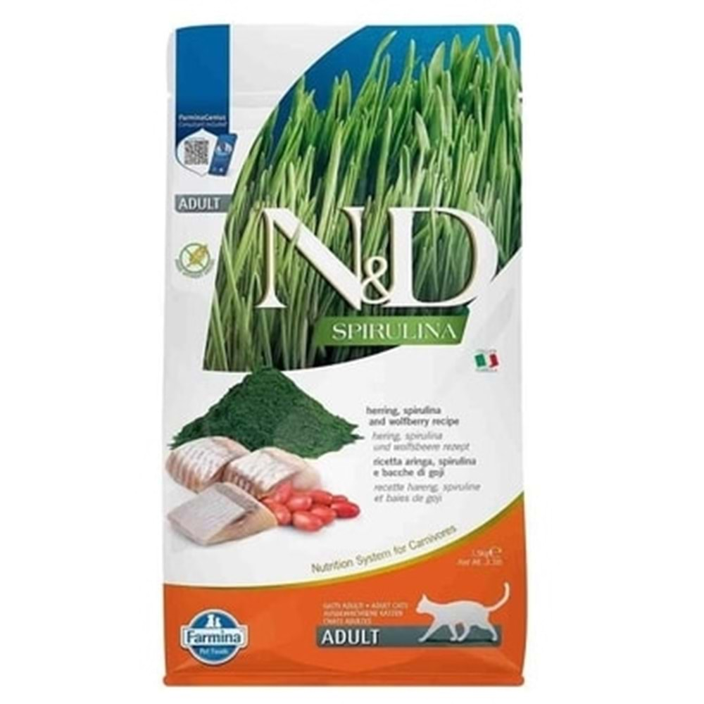 N&D Spirulina Ringa Balıklı Tahılsız Yetişkin Kedi Maması 1,5kg