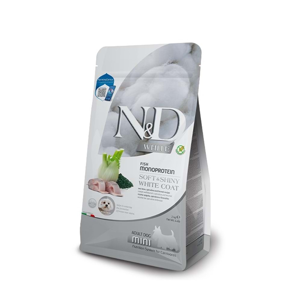 N&D White Dog Sea Bass, Spirulina&Fennel Adult Mini 2 kg