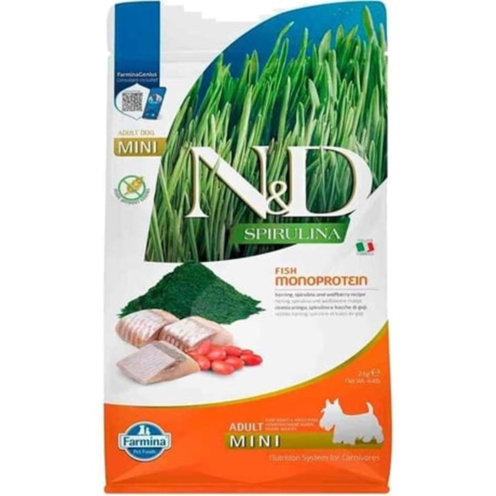 N&D Spirulina Ringa Balıklı Küçük Irk Tahılsız Yetişkin Köpek Maması 2kg