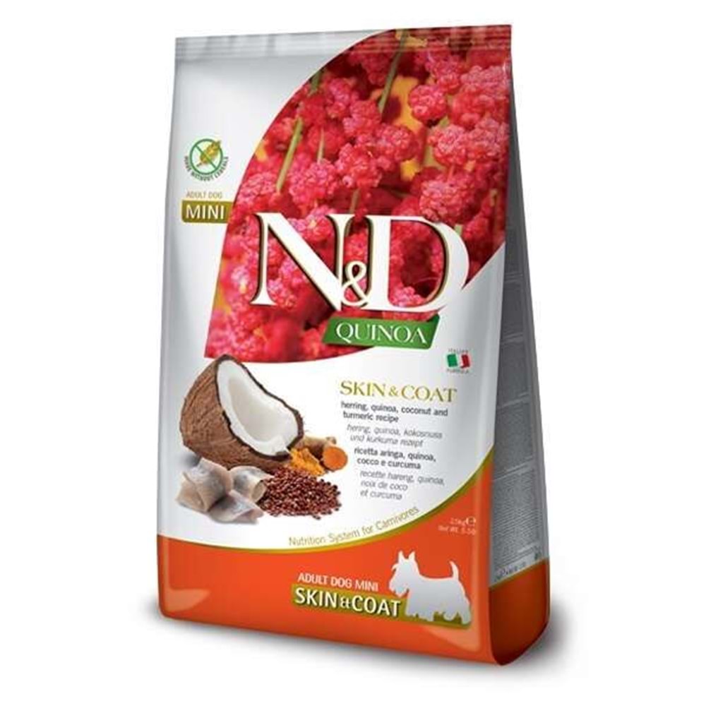 N&D Quinoa Skin&Coat Geyik Etli Kinoalı Hindistan Cevizli Küçük Irk Yetişkin Köpek Maması 2,5 kg