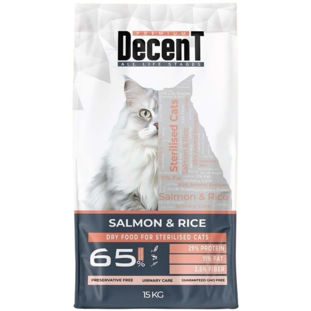 Decent Somonlu ve Pirinçli Kısırlaştırılmış Kedi Maması 15 kg