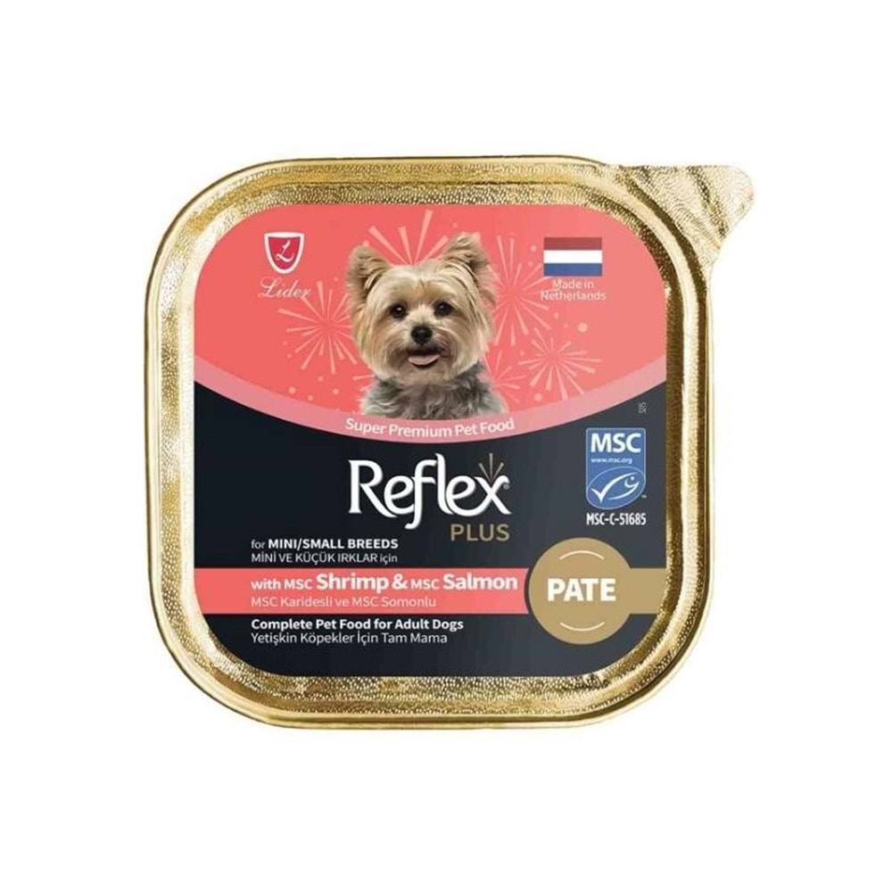 Reflex Plus Pate Msc Karidesli Ve Msc Somonlu Mini Ve Küçük Irklar İçin Yetişkin Köpek Maması 85 G