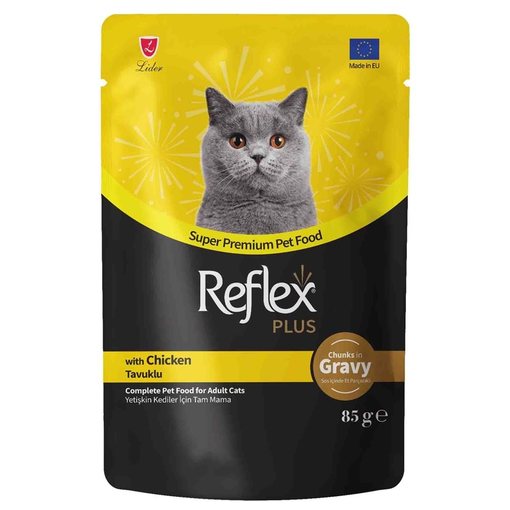 Reflex Plus Sos İçinde Et Parçacıklı Tavuklu Yetişkin Kedi Maması 85 G