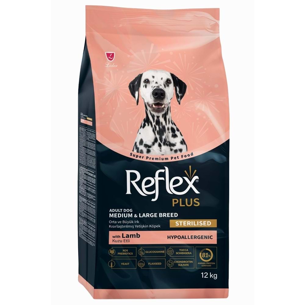 Reflex Plus Kuzu Etli Orta Ve Büyük Irk Kısırlaştırılmış Yetişkin Köpek Maması 12 Kg