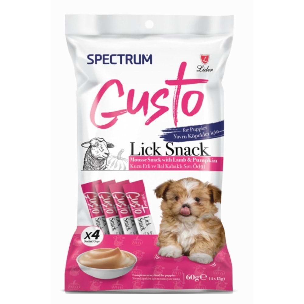 Spectrum Gusto Kuzu Etli ve Bal Kabaklı Sıvı Yavru Köpek Ödül Maması 4x15 Gr