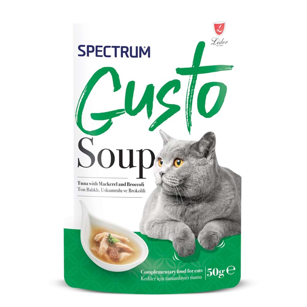 Spectrum Gusto Ton Balıklı , Uskumru ve Brokoli Kedi Çorba 50gr