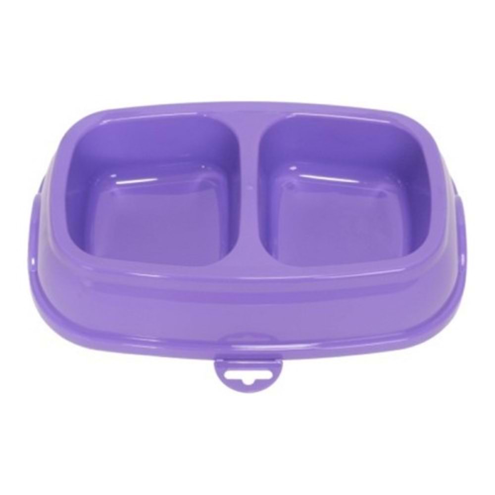 Renkli Kare Mama Kabı Çiftli Plastik Büyük