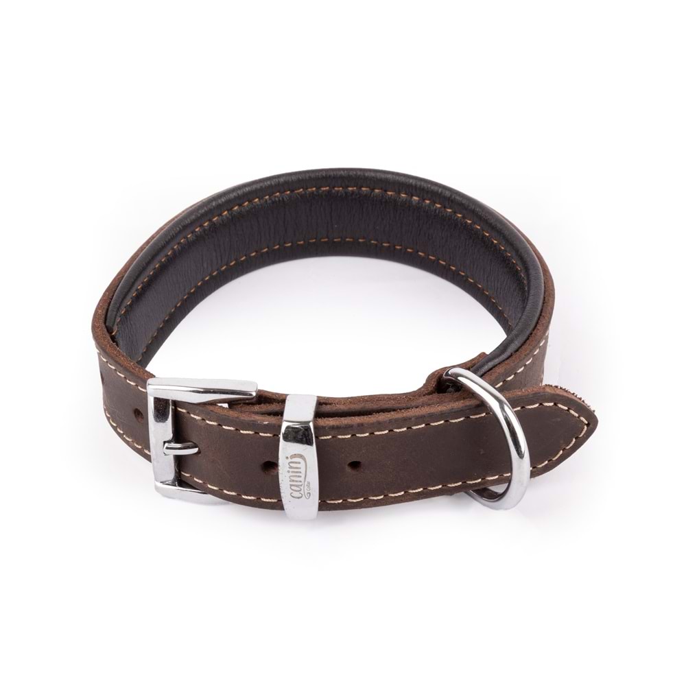 Canini Flotter Deri Kahverengi Köpek Tasması 4 Cm 54-64 Cm XL