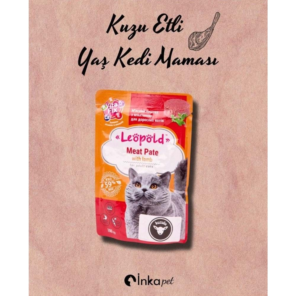 Leopold Kuzu Etli Yaş Kedi Maması 100 gr