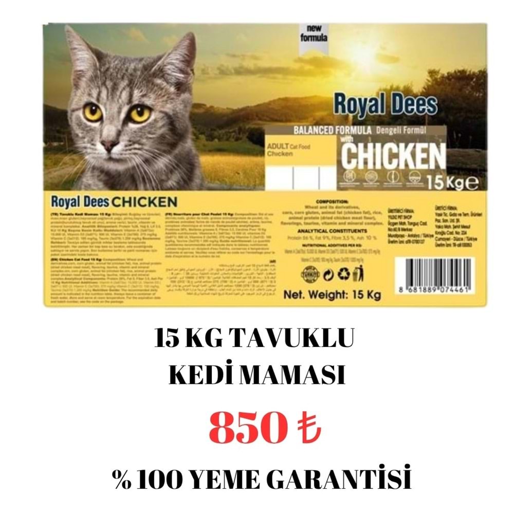 Royal Dees kedi Maması Tavuklu 15 Kg