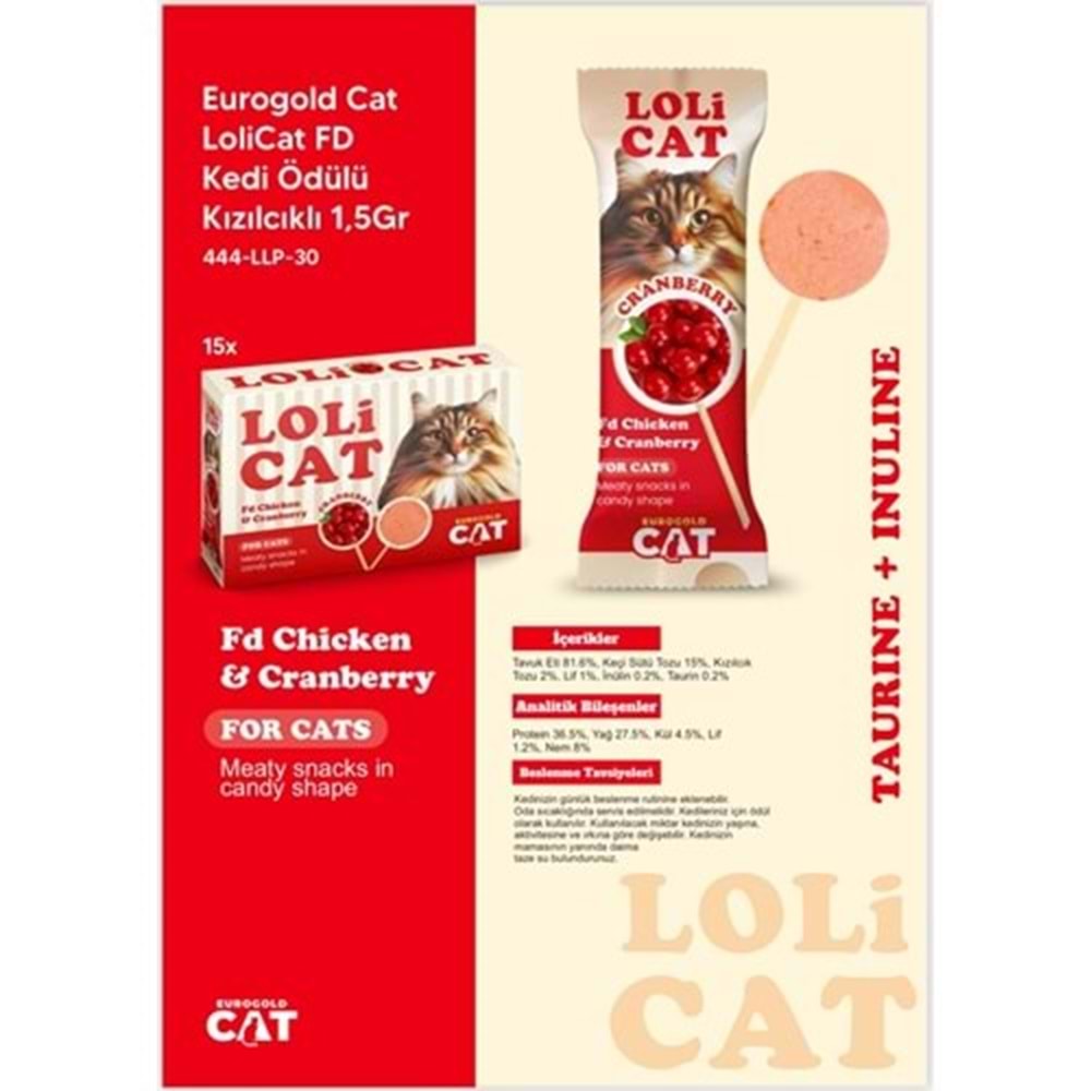 Eurogold Cat Lolicat Fd Kedi Ödülü Kızılcıklı 1,5 Gr X 15 Adet