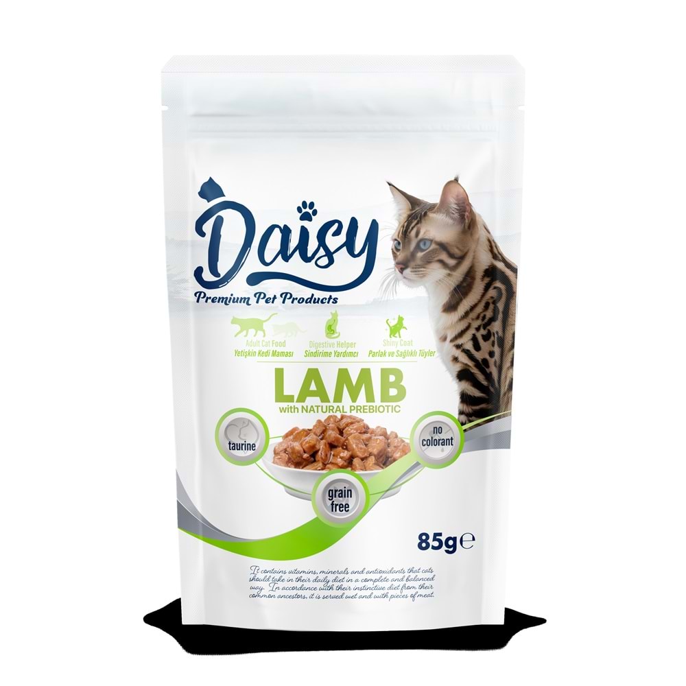 Daisy Kuzu Etli Jöleli Yetişkin Kedi Yaş Maması 85 GR X 24 Adet
