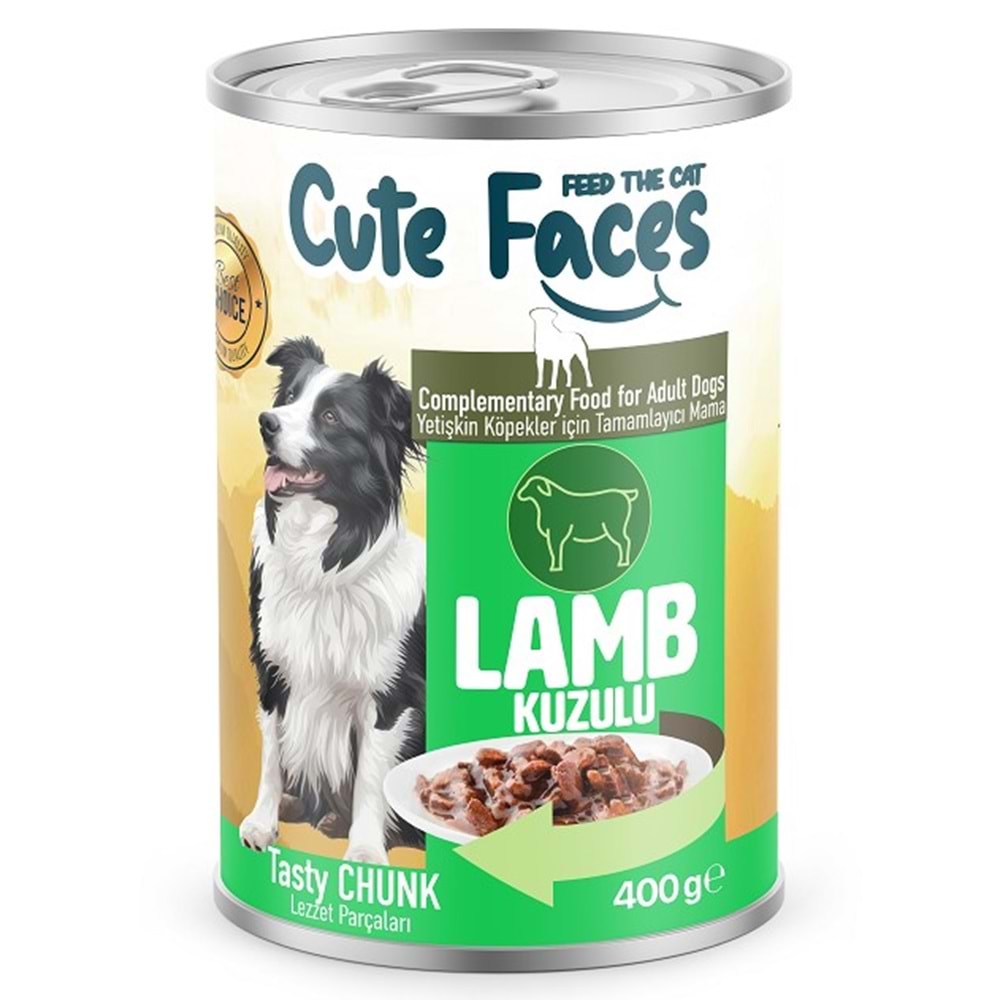 Cute Faces Adult Dog Lamb Sos İçinde Et Parçacıklı 400 Gr X 12 Adet Konserve