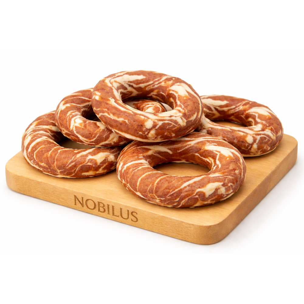 Nobilus Mermerli Sığır Eti Donut köpek ödül maması 3 inç / 7 cm 1 Kg