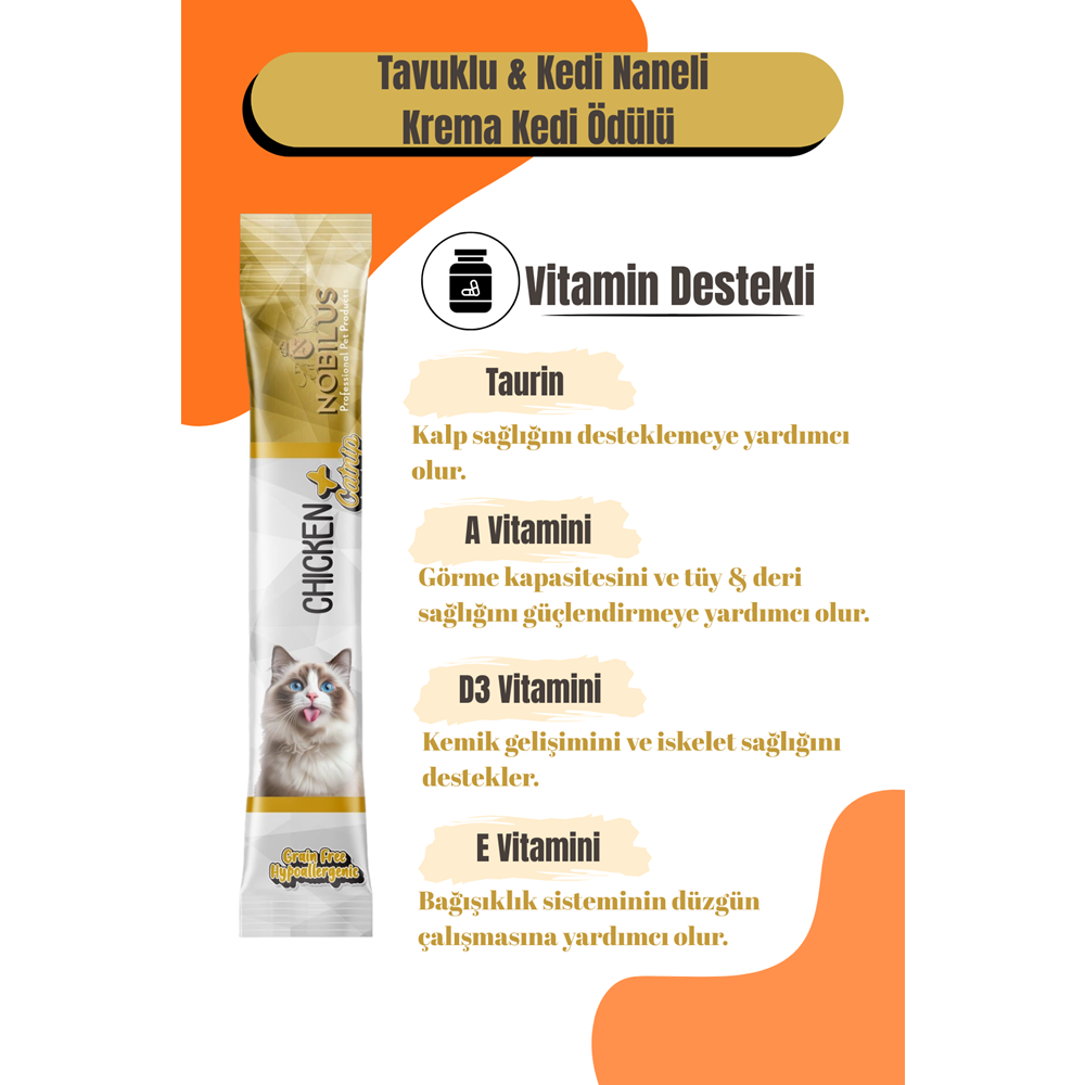 Nobılus Tavuk Ve Kedi Naneli Kedi Krema Ödülü 5X15G