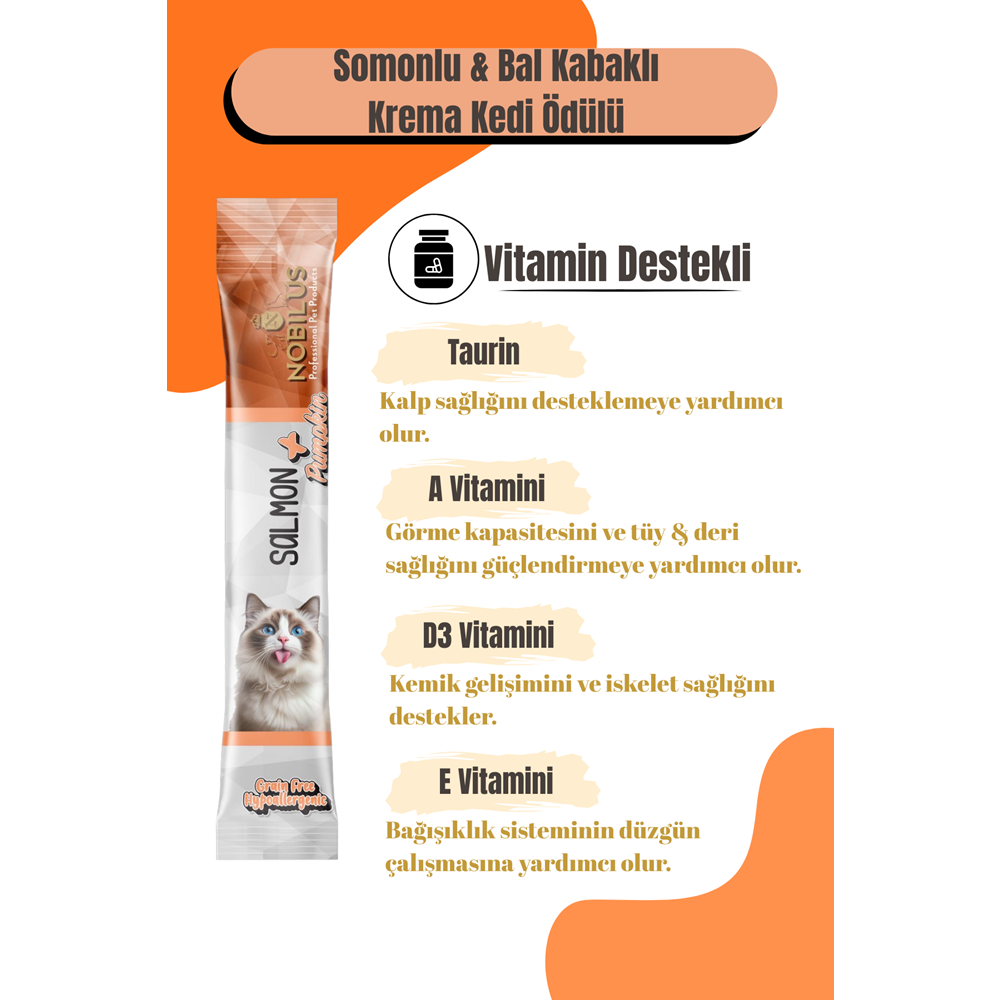 Nobılus Somon Ve Balkabaklı Kedi Krema Ödülü 5X15G