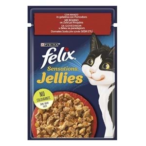 Felix Pouch Jöle İçinde Sığır Etli ve Domatesli Yetişkin Kedi Konservesi 85gr