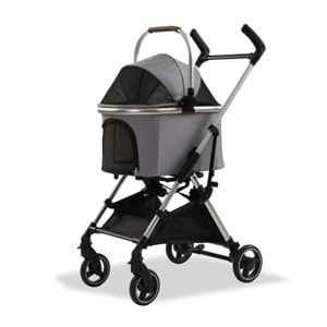 EuroDog Katlanabilir Köpek Arabası K.Gri 60x44x100 Cm