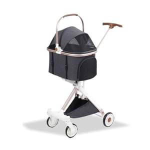 Eurodog Katlanabilir Köpek Arabası Koyu Gri 83X48,5X110 Cm